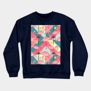 Retro Flamingo Pattern Crewneck Sweatshirt